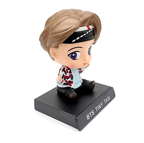 Image of AUGEN Super Hero BTS-V Action Figure Limited Edition Bobblehead with Mobile Holder for Car Dashboard, Office Desk & Study Table (Pack of 1)(Plastic)