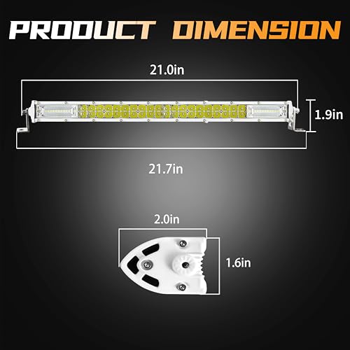 Image of 20 Inch Marine LED Light Bar, Slim LED Boat Light Pods 60W 6000lm White Housing Waterproof Combo Beam 12V 24V Spotlights for Boat SUV ATV UTV RV RZR Truck Trailer Ship Fishing Driving, 2 Pcs