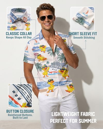 Image of 99TIMORO Tropical Printed Men's Hawaiian Shirts Short Sleeve Top