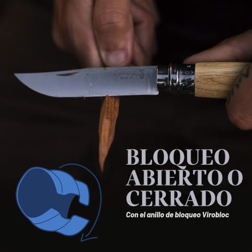 Miniatura 4 de Opinel - Caja N 08 Cuchillo Plegable - Hoja De Acero Inoxidable - Mango De Madera De Olivo - Corte Perfecto, Mantenimiento Sencillo - Anillo De Seguridad Virobloc - Fabricación Francesa