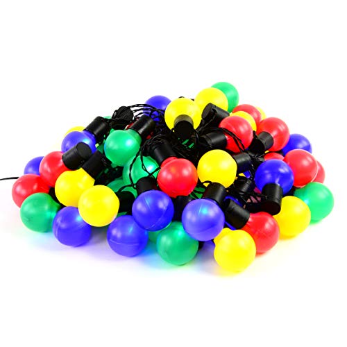 Preisvergleich Produktbild Nipach GmbH LED Partylichterkette Partybeleuchtung Lichterkette für Weihnachten Hochzeit Kindergeburtstag 50 Leuchtkugeln mit Trafo innen & außen bunt