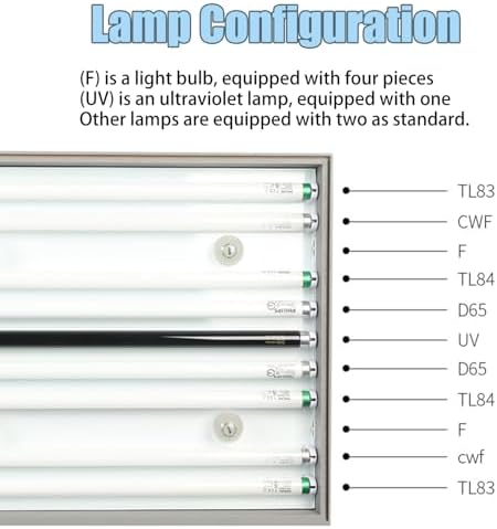 Light Booth Color Matching Cabinet - 4/5/6 Light Sources for Accurate Textile, Ceramics, Shoes & Leather Color Evaluation - 45° Grandstand Design for Optimal Viewing