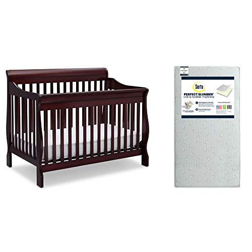 Delta Children Canton 4-in-1 Convertible Crib, Espresso Cherry + Serta Perfect Slumber Dual Sided Recycled Fiber Core Crib and Toddler Mattress (Bundle) Delta Children Canton 4-in-1 Convertible Crib, Espresso Cherry + Serta Perfect Slumber Dual Sided Recycled Fiber Core Crib and Toddler Mattress (Bundle)