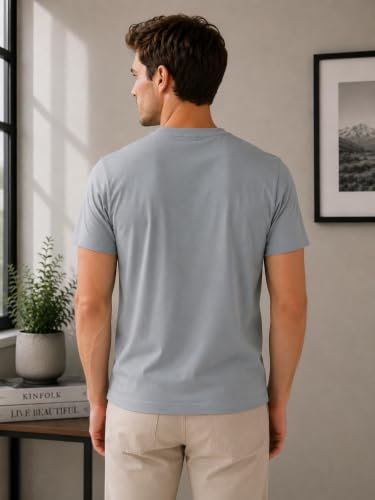 Image of BLUE FOG Summer Casual Wear Regular Fit Cotton Blend Half Sleeve Round Neck |T-Shirt for Men's(101)