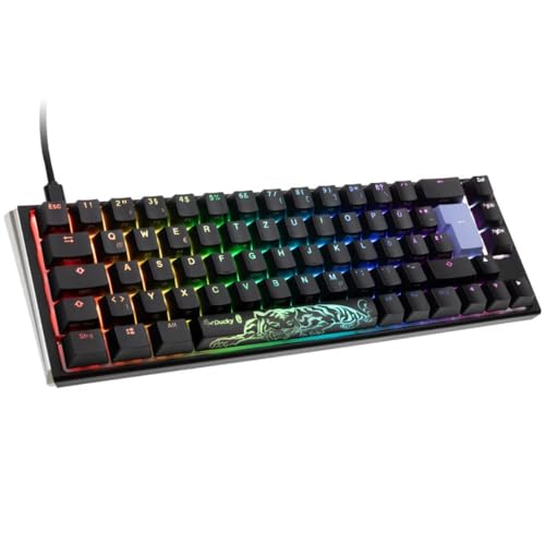 Ducky One 3 SF – Mechanische Gaming-Tastatur (65% kompakt, DE-Layout, Cherry MX Red, PBT Double-Shot-Keycaps, RGB-Beleuchtung, USB-C, Hot-Swap-fähig) – Schwarz/Weiß
