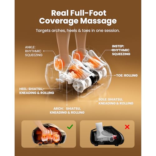 Image of BOB AND BRAD Foot Massager Machine with Heat, FSA Eligible HSA Shiatsu Foot Massager for Plantar Fasciitis & Neuropathy with Kneading & Compression, Cordless Remote Control, Gift for Family, Size 14