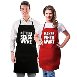 Norpaz Lustiges Paarschürzen-Set (Rot/Schwarz)