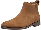 Jousen Men's Chelsea Boots Casual Suede Slip On Ankle Boots Dress Boots for Men Size 9 (AMY658A Yellowbrown 09)