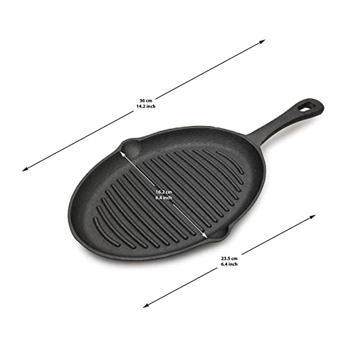 Pebblewick Fajita Skillet Set - Cast Iron With Premium Wood Base And Hot Handle Mitt, Restaurant Quality - Make Sizzling Mexican Chicken, Steak, Shrimp, Vegetables - Complete With 7 Inch Tongs #TOP2