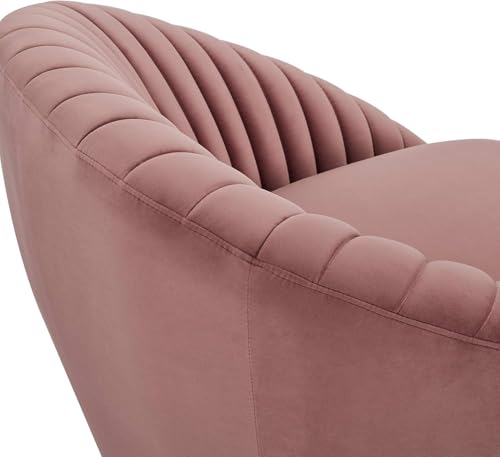 Image of Modern Accent Chair Single Seater Channel Tufted Round Shaped Fluffy Chair for Living Room, Bedroom, Apartment (Ashrose)