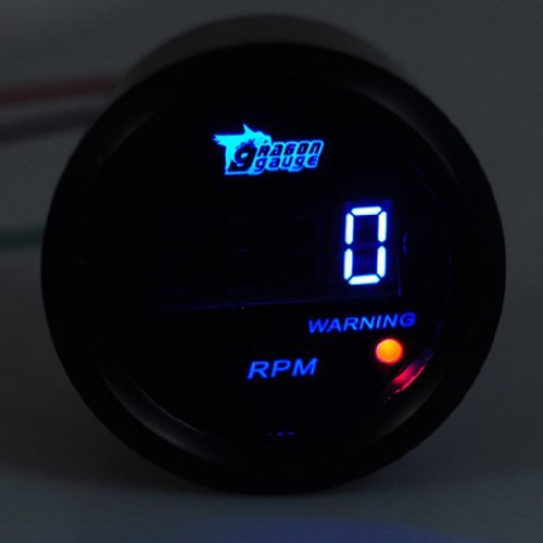 Hotsystem New Universal Electronic Tachometer Tacho Gauge Meter Blue Digital Led 2Inches 52Mm 0-9999 Rpm For 4 6 8 Cylinder Car Vehicle Automotive #TOP2