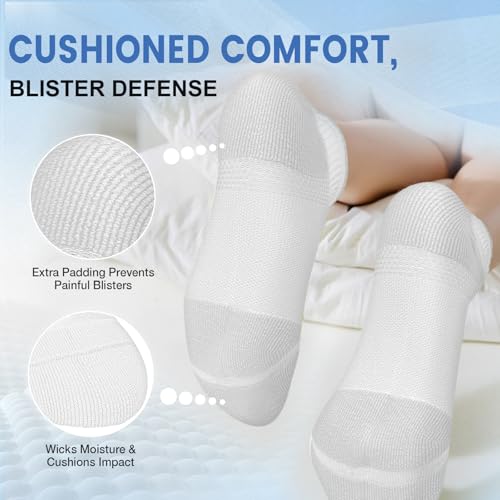 Image of DHSO 7 Pairs Cushioned Ankle Compression Socks for Women Running Wicking Socks with Arch Support