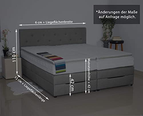 PAARA Boxspringbett mit Bettkasten Anti-Rutschmatten Taschenfederkern Matratze Kaltschaum Topper Komplettset - Jedes Bett EIN Unikat - Made in Germany (160 x 210 cm) – Bild 3