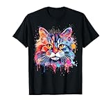 Fai una dichiarazione di moda che celebra la tua passione per i gatti siberiani con questo disegno di gattino colorato Splash Art con faccia di gatto siberiano. Questo design unico e vivace cattura la bellezza e lo spirito di questi incantevoli gattini
