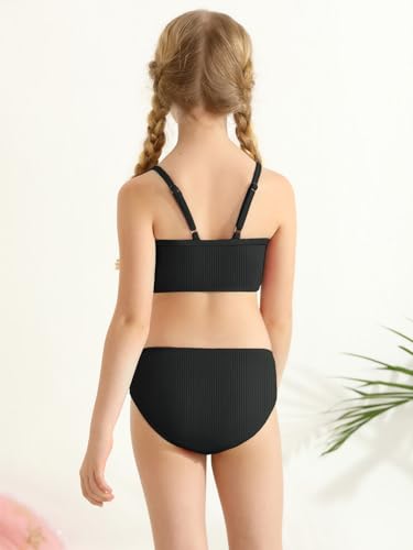 Girl's 2 Piece Swimsuit Solid Spaghetti Strap Bikini Sets Beach Bathing Suit Swimwear for Teen Kids4
