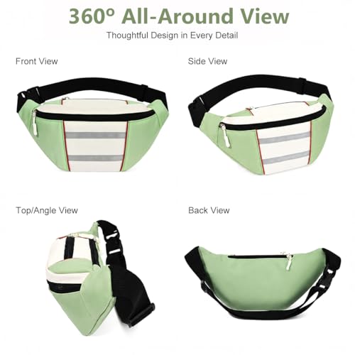 Image of GUSTAVE Waterproof Waist Bag with MultiPocket Storage, Adjustable Strap, Reflective Safety Strips & Headphone Jack for Running, Hiking, Cycling & Travel