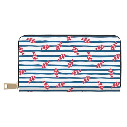 Portefeuille fin en cuir Novastar avec fermeture éclair motif poisson clown