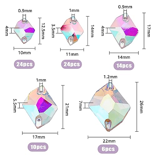 Miniatura 2 de Superfindings 5 Tamaño 78 Piezas Coser En Crystal Ab Rhinestones Irregular Rombo Piedras Para Coser Gemas 2 Agujeros Clear Flatback Colorful Rhinestones Para Diy Crafts Shoes