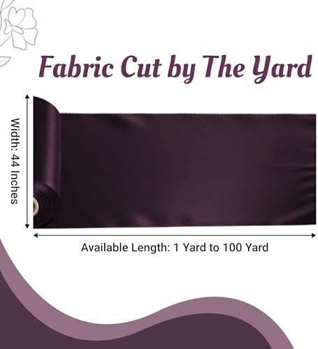 MDS Satin Fabric 2 Yards, 44" Wide, Silky Smooth Charmeuse Sateen Cloth for Wedding Arch Drapery Panel Backdrop Party Event Banquet Home Decoration Curtain Crafts DIY Sewing Costume - Plum - 2