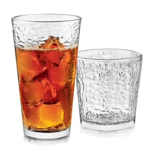 Libbey Yucatan Tumbler and Rock Glasses Drinking Set, Textured Drinking Glasses Set of 16, All Purpose Glass Cups Set for Events and Everyday Use