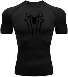 Spider Men's Short Sleeve T-Shirt Breathable Quick Dry Sports Top Bodybuilding Tracksuit Compression Jersey Fitness Men