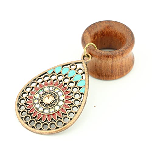 Balala 00G 10Mm Bohemian Teardrop Wood Dangle Ear Gauges Piercing Flesh Tunnels Plugs Statement Earrings, Brown(Ba161-10) #TOP2