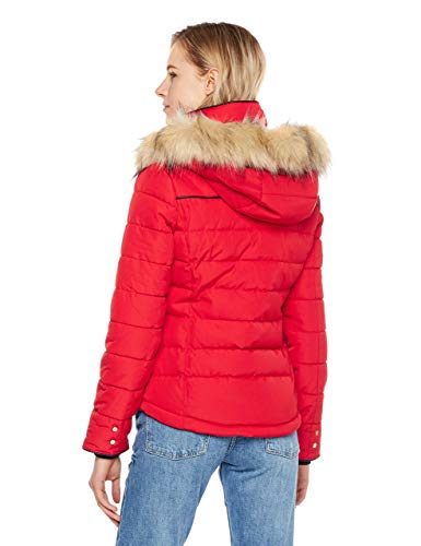 Royal Matrix Women's Hooded Puffer Coat Short Quilted Jacket Full Zip Warm Winter Thickened Coat, Regular & Petite Size(Red, 2
