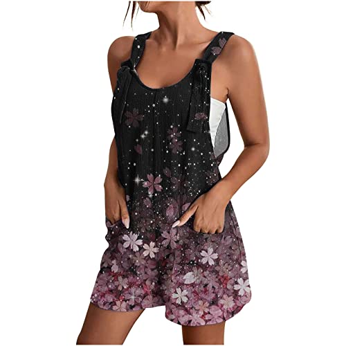 Gyaimxfu 2024 Monos Corto Mujer Verano Casual Peto Corto Divertido Estampado Jumpsuit Una Pieza Mamelucos Rompers Holgado Casual Moda Camiseta sin Mangas Playsuit Ropa de Playa