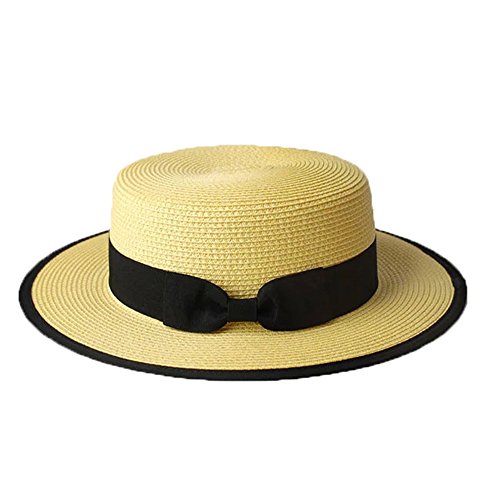 Sombrero Cordobés Verano Hombres Chicos Mujeres Paja Contraste Canotier Sombrero de Sol-Amarillo...