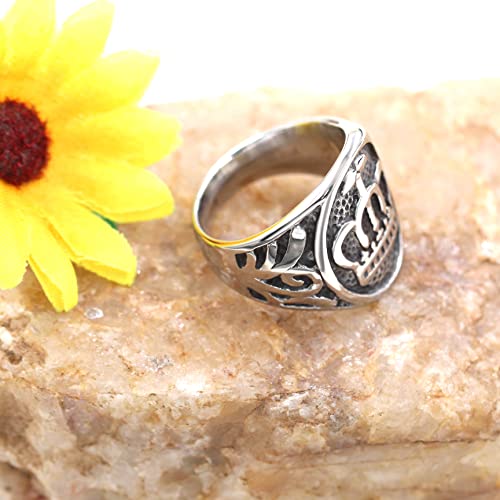 Uloveido Mens Crown Ring Stainless Steel Vintage Punk Royal King Queen Wedding Bands for Him Y1728 (Size 11) - Thumbnail 7