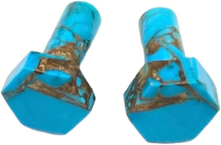 Uni Craft Naga Body Piercing Jewelry Gauges Plugs (Pair of 1) - Hexagonal Shape, Single Flared, American Blue Copper Turquoise Gemstone, Size 8g (3mm) to 13/16" (20mm)