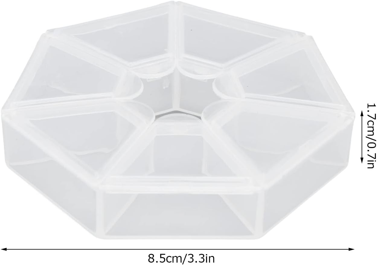 Cyrank 4Pcs Clear Bead Storage Containers, 7 Compartment Round Jewelry Bead Storage Organizer Plastic Jewelry Boxes Display Containers