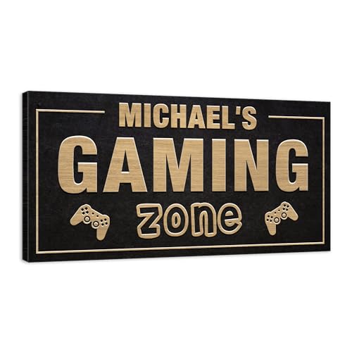 Awesometik GAME ROOM Sign Personalized Canvas Wall Decor with Custom