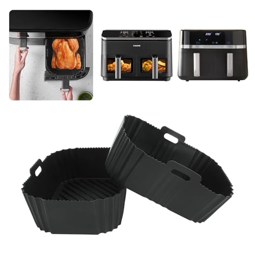 Molde de Silicona para Russell Hobbs Freidora de aire, doble cesta 9L, Accesorios reutilizables Freidora de Aire Insertos de Silicona para COSORI Air Fryer 8,5L & Russell Hobbs 4,5L*2