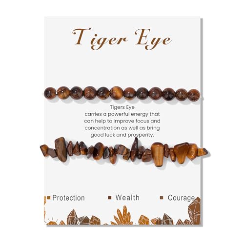 Bracelet oeil de tigre contre le stress, perles de guérison naturelles mixtes
