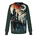 Generic Womens Fashion Sweatshirt Halloween Pattern Printed Sweatshirts Casual Long Sleeve Crewneck Pullover Loose Tops for Women, XX-Large, 2-dark Green