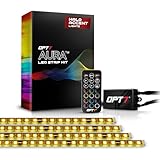 OPT7 Aura Halo Accent Lights for 2008-2023 Dodge Challenger with Remote Control, Amber & White LED Neon Accent Lighting, 12” Light Strip