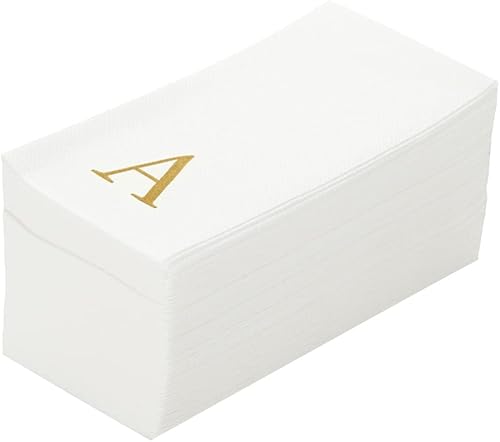 Miniatura 415 de Luxenap - Toallas de invitados de 15.8 x 7.9 pulgadas, 50 toallas de mano con letras plateadas, letra "P", fuente Sans Serif, servilletas de papel