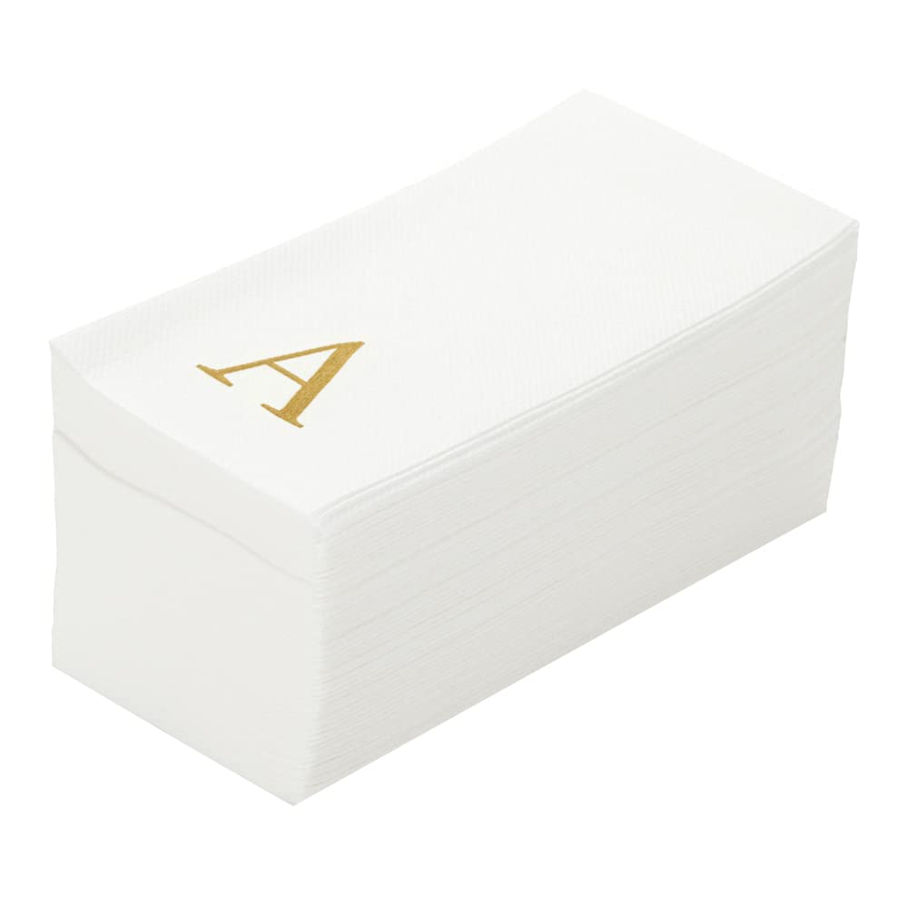 Luxenap - Servilleta rectangular de papel blanco con letra A, diseño de letra A, Air Laid, fuente Sans Serif, 15 3/4 x 8 pulgadas, caja de 2000 unidades