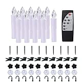 Kithouse 10 Pcs Christmas Tree Candle Lights, Christmas Candle Lights for Tree, Christmas Candles with Timer Remote, Window Candle Lights Battery Operated Taper Candle Lights (Batteries Not Include)