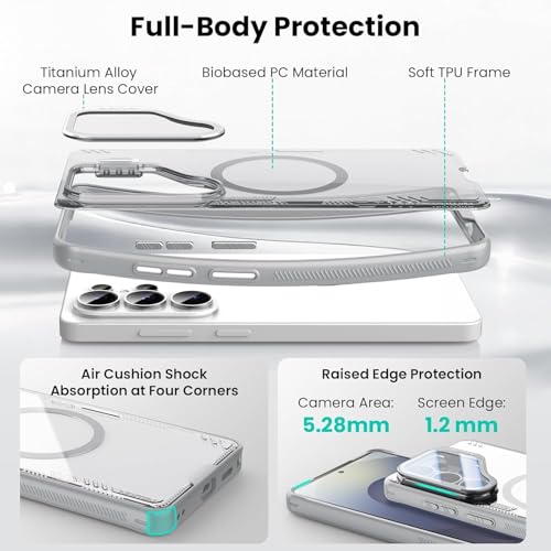 Image of PRITO Nilkin Magnetic Case for Samsung S26 Ultra, Shockproof Protection with MagSafe, Never Yellowing and Biodegradable Material, with Stand & Camera Lens Cover (Gray, S26 Ultra)