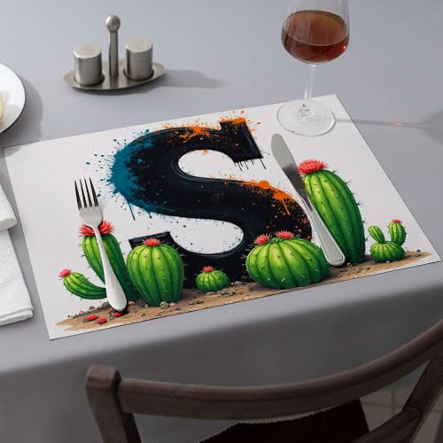 Sets de table à picots Saguaro Splash au design géométrique et moderne - Lot de 4