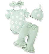 Renotemy Newborn Baby Girl Clothes Infant Romper Spring Summer Outfits Gifts Bell Bottoms Pant Se...