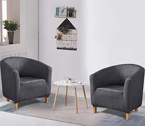 TIANSHU Fleece Tub Chair Covers,Velvet Plush Tub Chair Slipcovers Modern Velvet Plush Tub Chair Slipcover Furniture Protector Cover Sofa Slipcover for Tub Chair Cover(Tub Chair Cover,Gray)