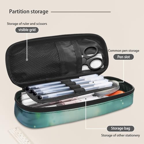 Image of Penguin Pencil Case Kids Green Pen Pouch Pencil Bag Zipper Closure Pencil Case with Slots Lightweight Pen Organizer for School Girls