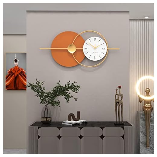 FLEBLE Extra Large Wall Clock for Living Room Decor Modern Decorative Art Clock Silent Non Ticking Quartz Battery Powered Metal Wall Decor Clock for Bedroom Kitchen Office Indoor 16x39 inches