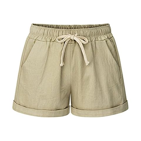 Women's Drawstring Elastic Waist Casual Comfy Linen Beach Shorts Cobalt Tag 3XL-UK 16 Cover