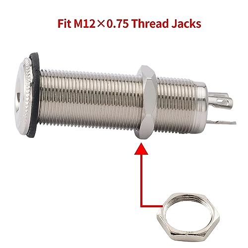 Musiclily Pro M12x0,75 Nakrętka na Jack do Metrycznych Cylindryczne Gniazdo Jack Gitary Basowej, Nikiel (10 szt.)