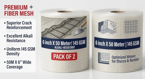 Image of Pack of 2 Fibreglass Mesh Roll 145 GSM (6 Inch x 50 Meter)