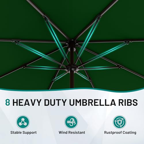 Image of AreShark 12 FT Patio Umbrella for Outdoor, Outdoor Table Umbrella with Crank, Outdoor Patio Umbrellas with 8 Sturdy Ribs, Patio Umbrellas for Market, Garden, Pool (Dark Green)